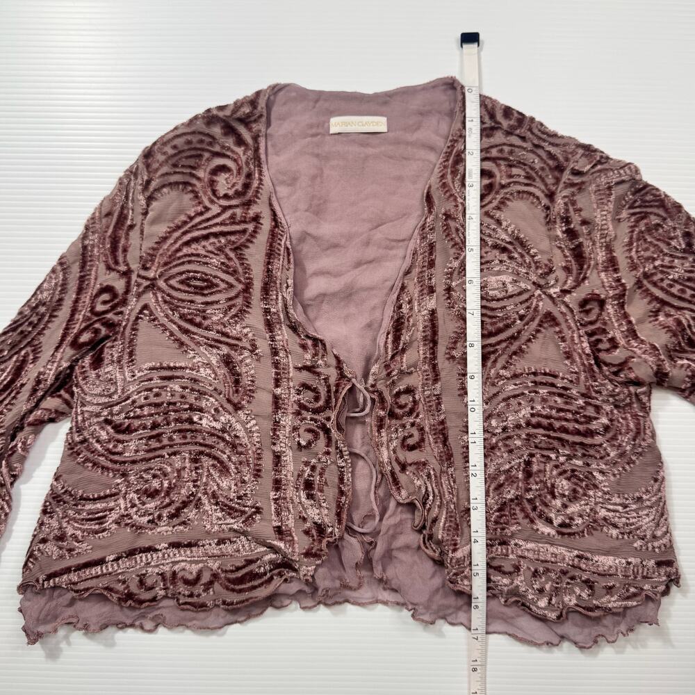 Marian Clayden Silk Cardigan Mauve Pink Women’s Medium Cropped Boho Fairycore - Picture 11 of 16